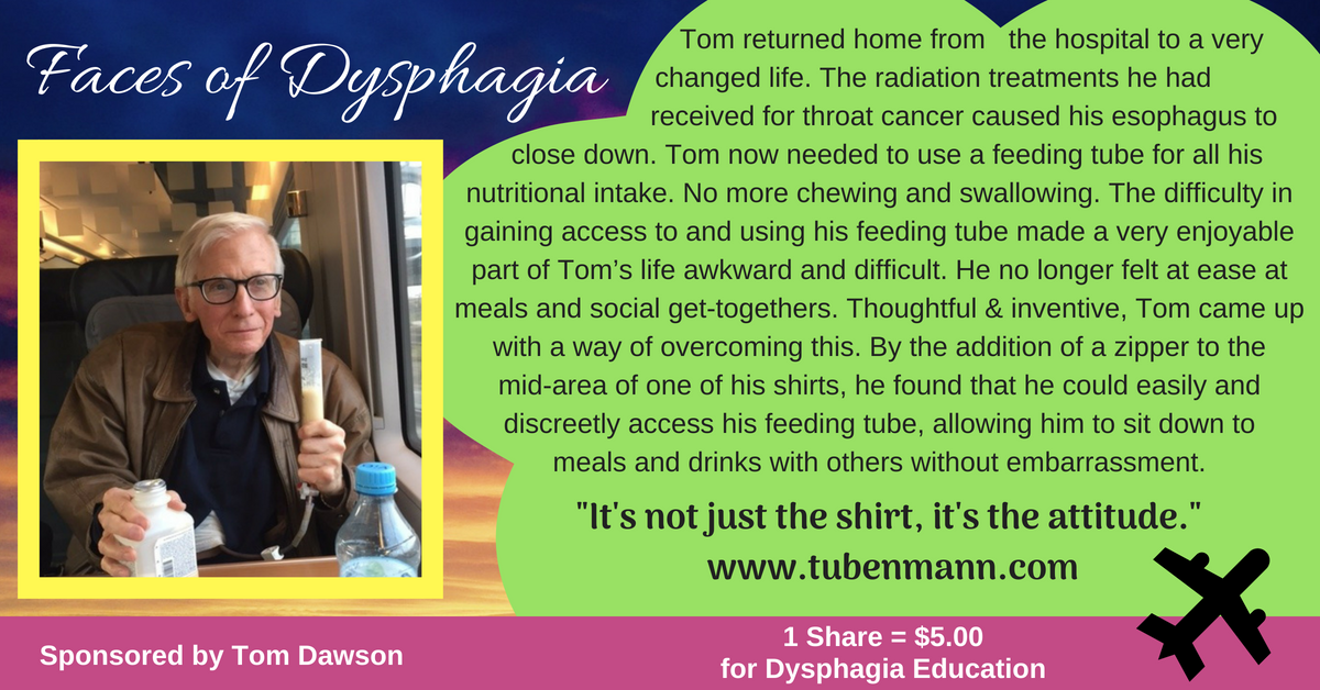 #FacesOfDysphagia: We’re half way through our biggest fundraiser of the year and thanks to your help, we’ve raised over $7,000! Today we would like you to meet Tom. He has pledged $5 per share to help us reach our fundraising goal of $15,000.
swallowingdisorderfoundation.com/faces-of-dysph…