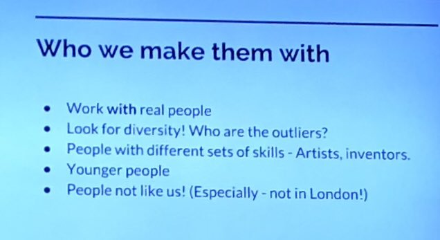 adrianafreitas's tweet photo. At @sonarplusd #sonarD2018 Keeping creativity in Broadcast R&D @BBCRD Tim Cowlishaw, @mistertim and Jakub Fiala @fiala__ definition of the area and the real Moto “keeping it Weird! “ working with #outliers #Young #MakingWithnotFor #SingingWithMachines workshop https://t.co/CaQ6pNhOkT
