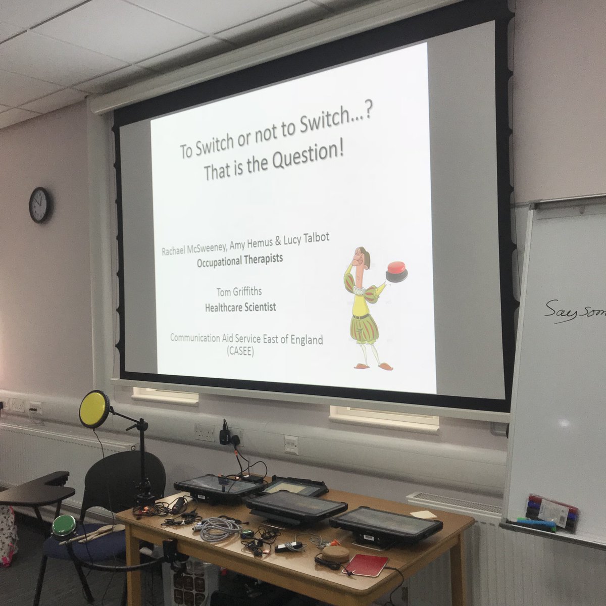 TG_AT's tweet photo. Some Slightly Shakespearean Switch Scanning going on with the #CASEE Team @CUH_NHS today!
#AugComm #AAC #accessibility #A11y https://t.co/XsWdlQ4Oiq
