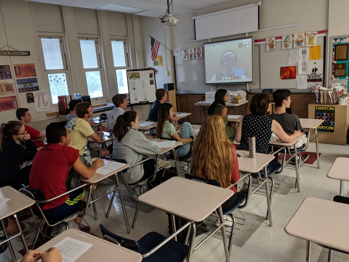 So awesome to have Vint Cerf <a href="/vgcerf/">vinton g cerf</a>, the father of the internet, speak with our high school students <a href="/BernardsHS/">Bernards High School</a>!!! #apcompprincples #studentleddiscussions