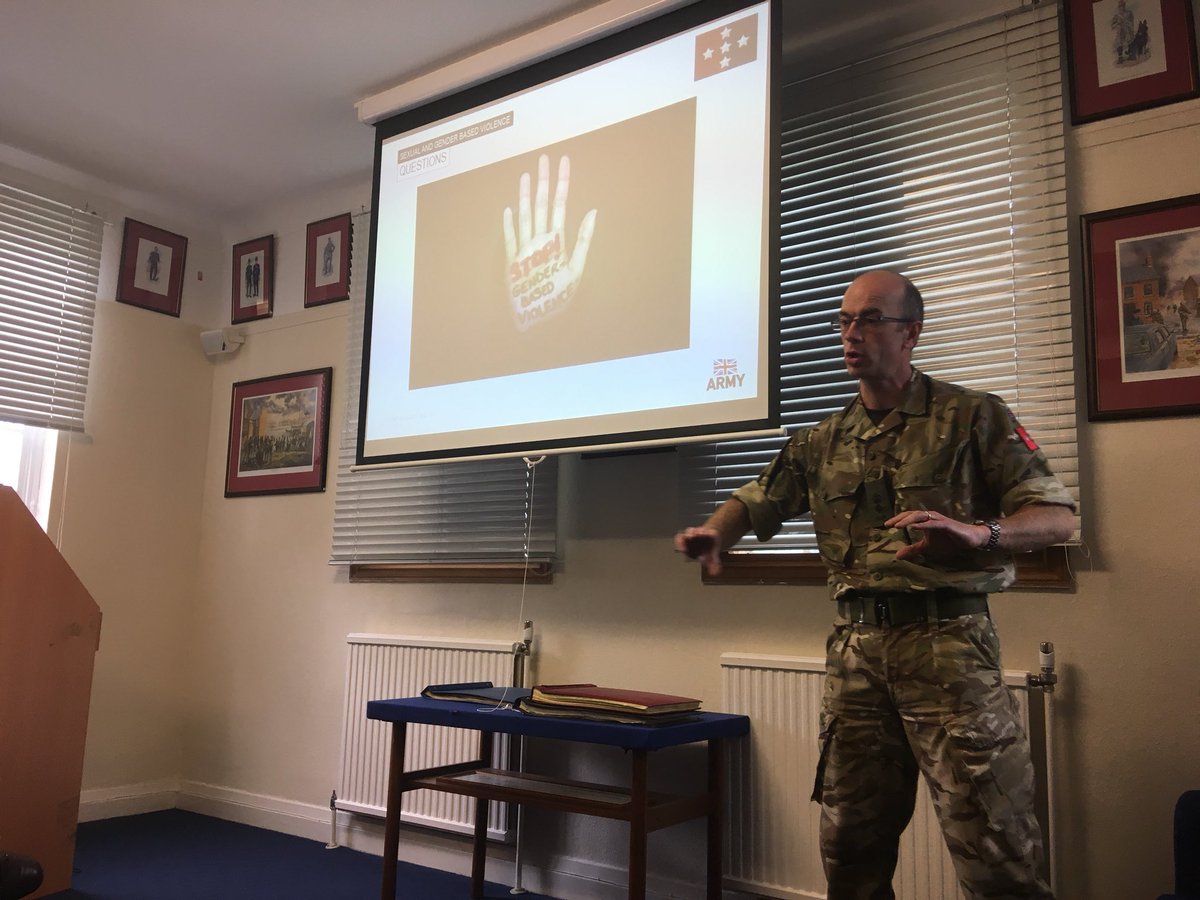 1RegtRMP's tweet photo. As the @1MPBrigade lead for #SGBV @CO1RMP is running Trg for RHQ and #150ProCoy. The Adjutant provided a presentation followed by the COs brief and Q&A. #referenceregiment https://t.co/R8QiPfcnft