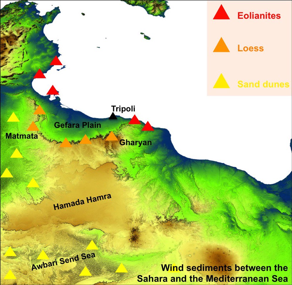 andzerb's tweet photo. 2 #QUAPAL18 – The North African #loess belt is located at the margin of the #Sahara. In Tunisia, loess has been largely investigated; other kinds of #windsediments also exist. We present the results of a palaeopedological study of loess at Gharyan in Northern #Libya. https://t.co/OAmfqAOzSU