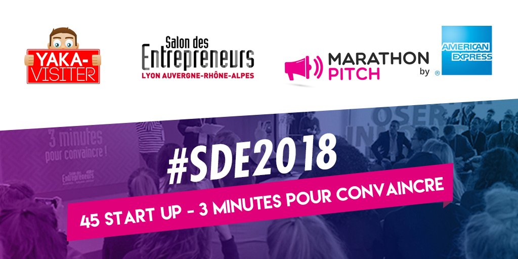 C'est avec une immense plaisir que nous vous informons que YAKA-Visiter a était sélectionné pour le Marathon Pitch 2018 pendant le Salon des Entrepreneurs parmi 300 startup. 3 minutes pour convaincre.

Soutenez-nous en 1s en partageant ce tweet <3 

#SDE2018 #Lyon