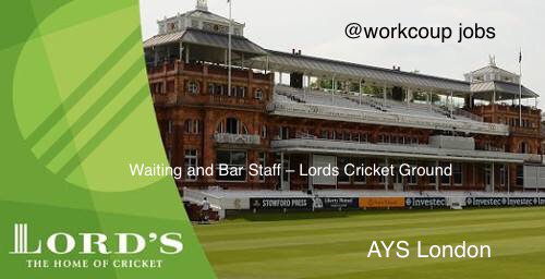 workcoup's tweet photo. Waiting and Bar Staff – Lords Cricket Ground LONDON 
APPLY:- https://t.co/oeAyhNwaoT
 #jobs #London #workcoup #hospitality #Lords https://t.co/A91CYLVJc0