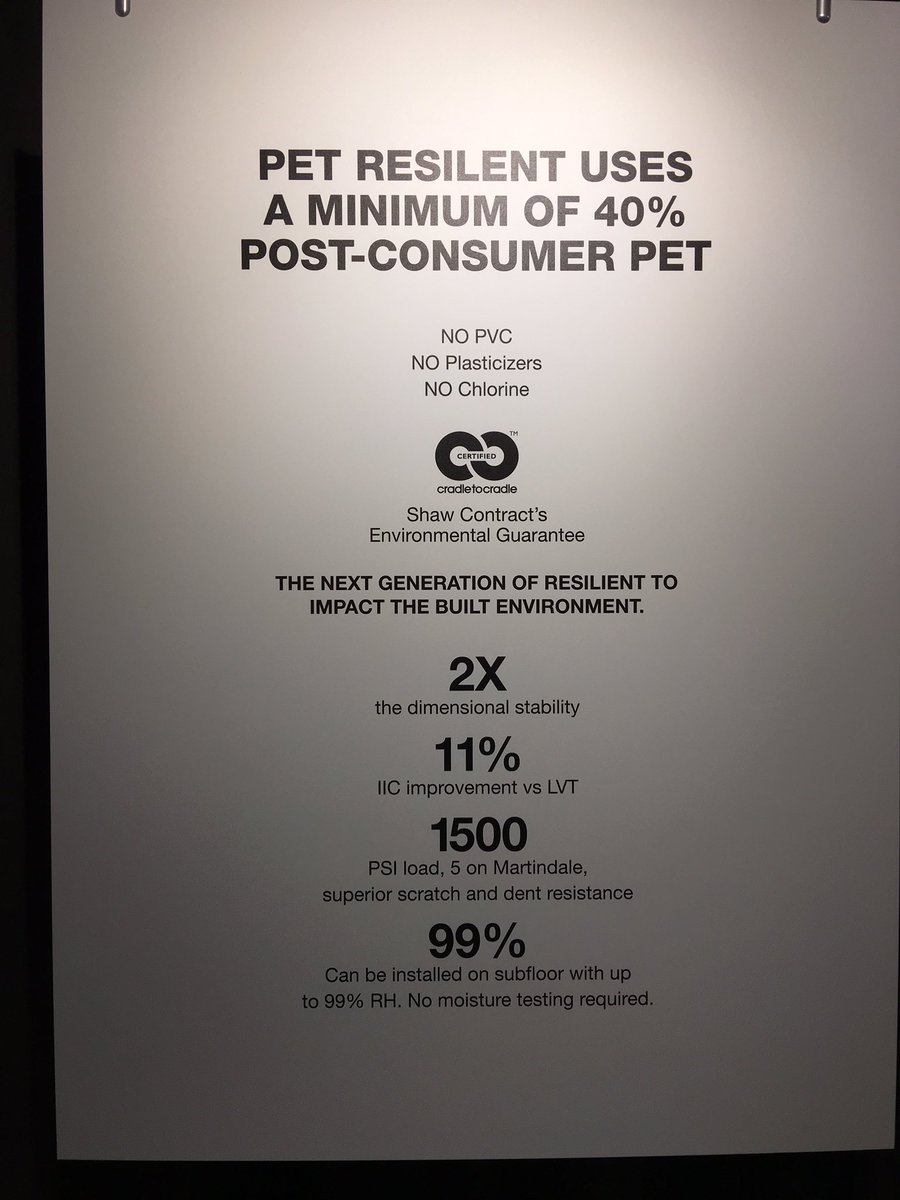 JackieP_EUA's tweet photo. The most #innovative intro @NeoCon_Shows by a landslide @ShawContract #pvcfree resilient floor @CradletoCradle #waterbottlesreimagined 👏👏👏 https://t.co/Wrct2lowq5
