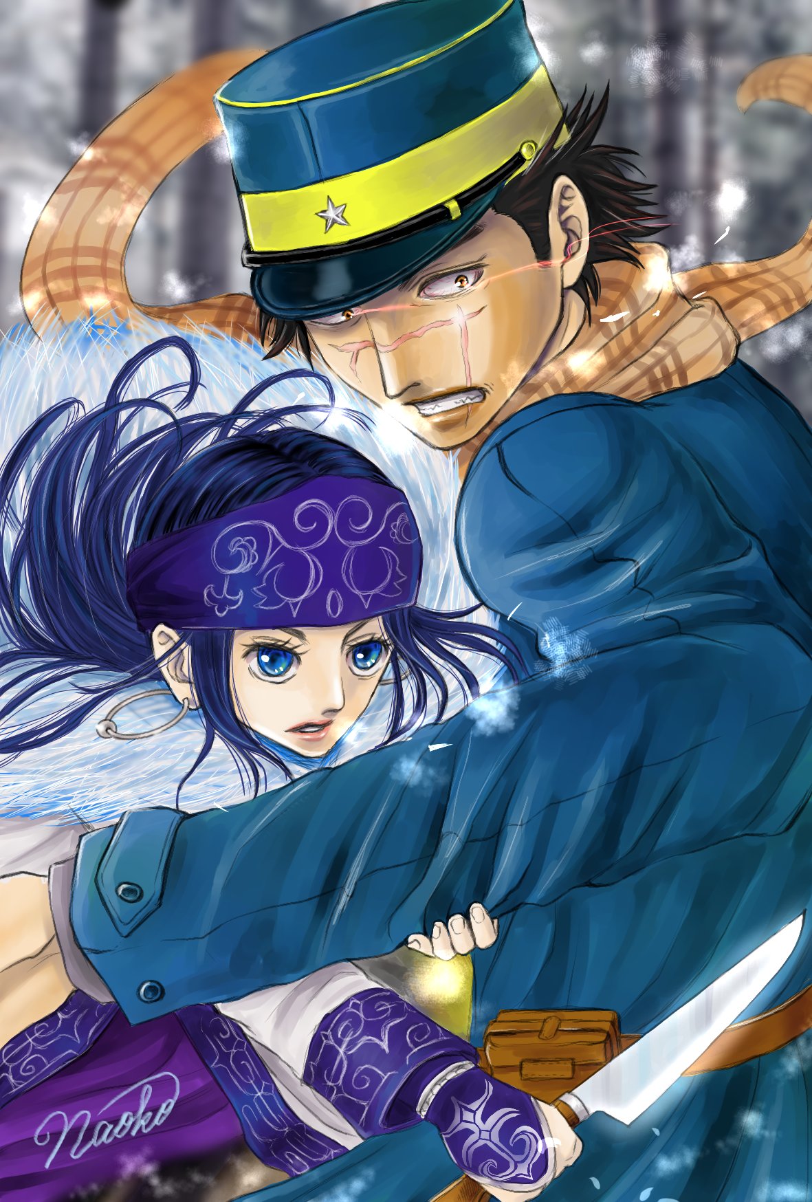 Naoko ゴールデンカムイ 出来たーーー なんていうか 杉元は普段はお茶目で可愛い兄ちゃんなんだけど アシリパさんを害する存在には情け容赦ない そんなギャップがよい 漫画読んで更に激ハマりしました イラスト 杉元