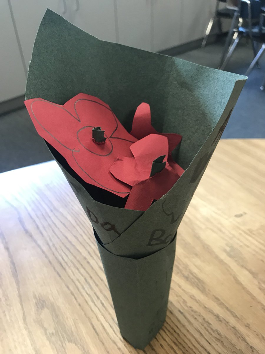 After being out sick for over a week, I came back to the sweetest gifts from my class. Loooove my paper vase and flowers. #firstgradelove