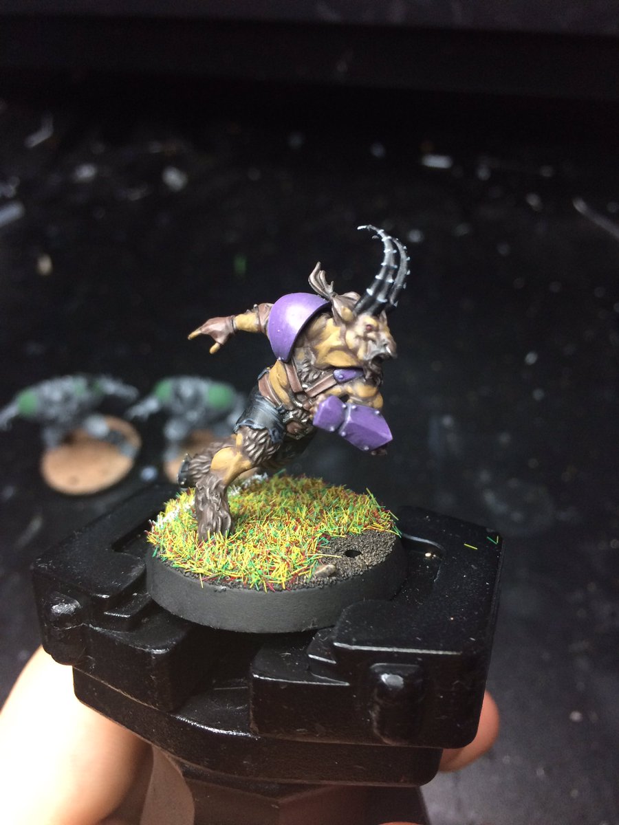 EvilMmx's tweet photo. First 4 beastmen for the MMX Massive finished! Looking forward to getting some games of #bloodbowl with them then hopefully setting up a league to go on the stream! #beastmen #mmx #chaoschosen #doomlords https://t.co/IntzNHs06i