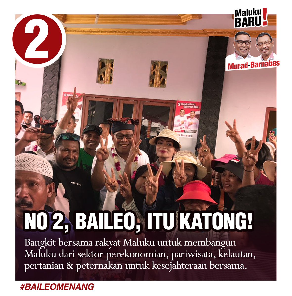 StephenHehanus1's tweet photo. #14HariMenujuPerubahanMaluku #CoblosNomor2 #MasBroVoorMaluku 
pilihan katong tetap sama, BAILEO voor maluku, ingat basudara, 27 juni pilih dan coblos NO 2. untuk gubernur baru. rakyat pasti bahagia dan sejahtera.
@AldrinJoseph39 
@ichaacole https://t.co/JTqSFSF8YE