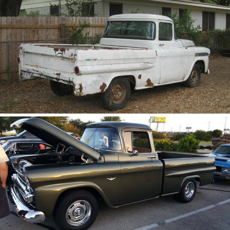LMCTruck's tweet image. Doyle D. wanted a V8 in his 1959 #ChevyApache so he found a 327 and installed it in a friend&apos;s shop. He decided to paint under the hood, then got talked into doing a few more things and before he knew it, the truck had become a #frameoff project.