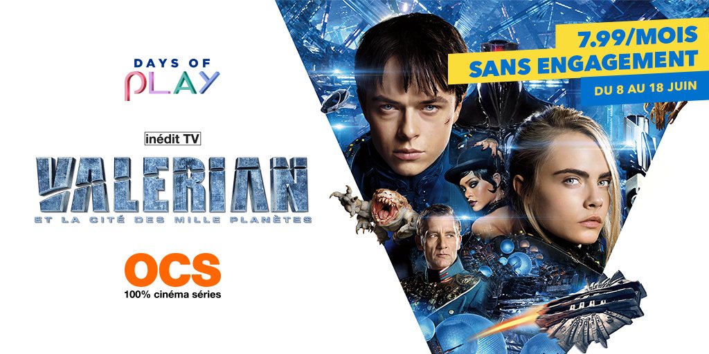 PlayStationFR's tweet photo. 📺 Nouvelle offre #DaysOfPlay pour OCS ! Profitez de l'abonnement OCS à 7,99€ par mois en vous abonnant jusqu'au 18 juin 👉 https://t.co/hSCnXkqn7a https://t.co/oQo6w2JtVE