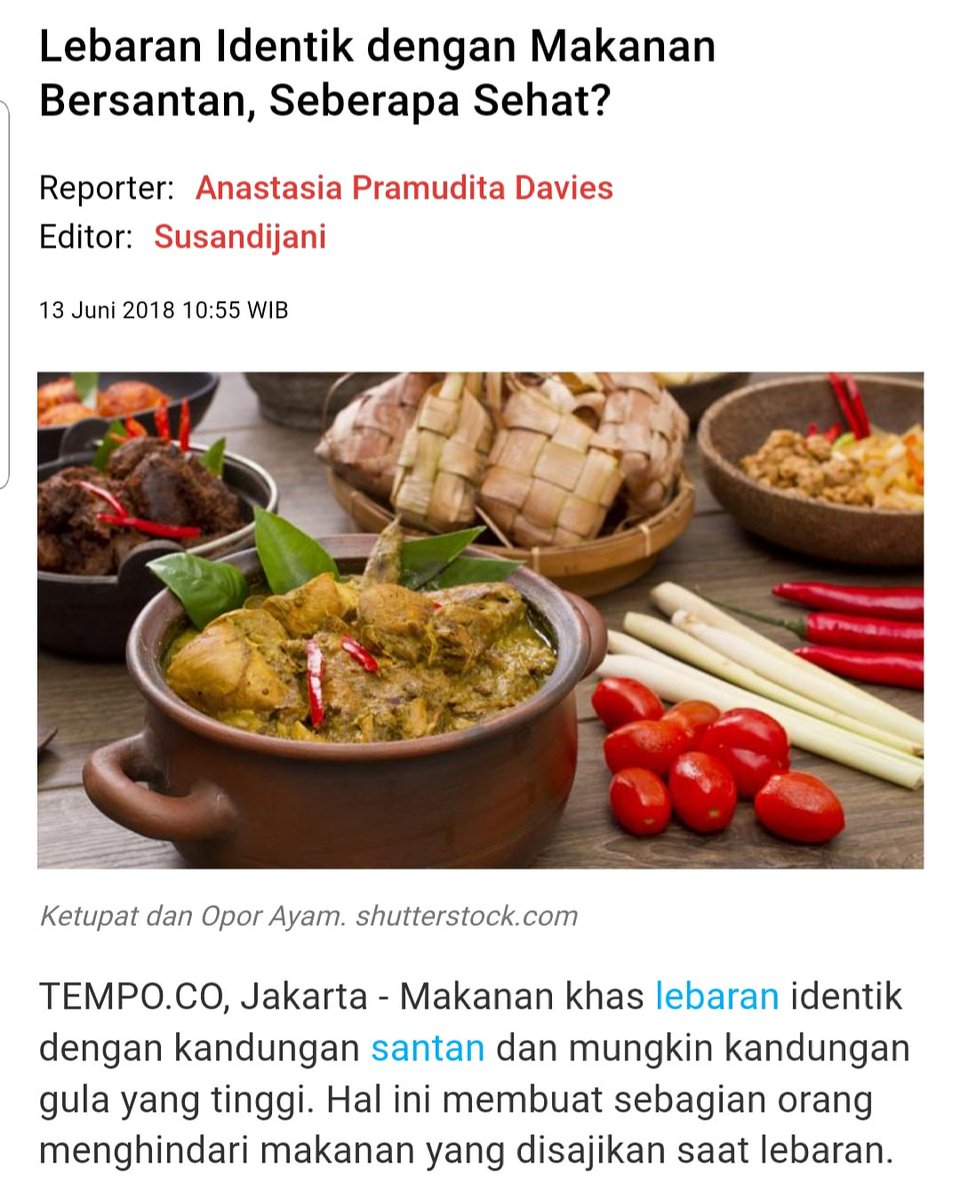 Santan sebenarnya boleh saja, tapi,...
***

Batas kalori dari lemak jenuh yang boleh dikonsumsi sekitar 6 persen dari kalori total. Tidak lebih dari satu cangkir.

Dan itupun tidak tiap hari. Variasikan menu makanannya, tambahkan porsi serat dari sayur dan buah lebih banyak ya 🙏