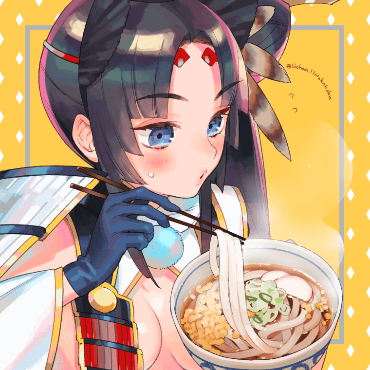 牛若丸(Fate) 「リク:牛若丸とたぬきうどん!
#皿のめしとおやつ 」|皿のイラスト