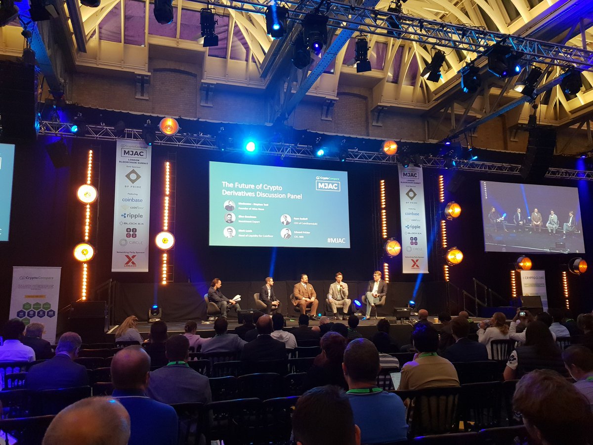 Cryptopoly's tweet photo. Future of Crypto Derivatives panel at CryptoCompare #MJAC2018 featuring @RyanRadloff @markdavidlamb @glengoodman @stephantual
#MJAC2018 @CryptoCompare @coinsharesco https://t.co/QCQhRBjgYr