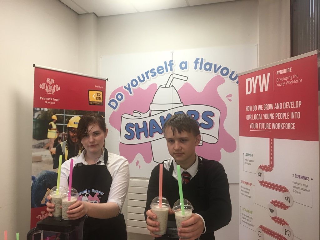 DYWAyrshire's tweet photo. Excited to be at the launch of Shakers @StJoAcad - who have received funding from @DYWAyrshire @PrincesTrustSco @CashBackScot @AyrshireColl #innovativeactivities #milkshakes https://t.co/cl1UWsPjPs