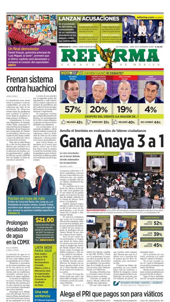 CarlosSPaPe's tweet photo. Así amanecemos en la evaluación del #DebateINE @RicardoAnayaC el mejor y quién va a ganar el próximo #1deJulio #AnayaEsElCambio #AnayaPresidente #MexicoVotaAnaya #GanamosElDebate https://t.co/isWIi69wKb