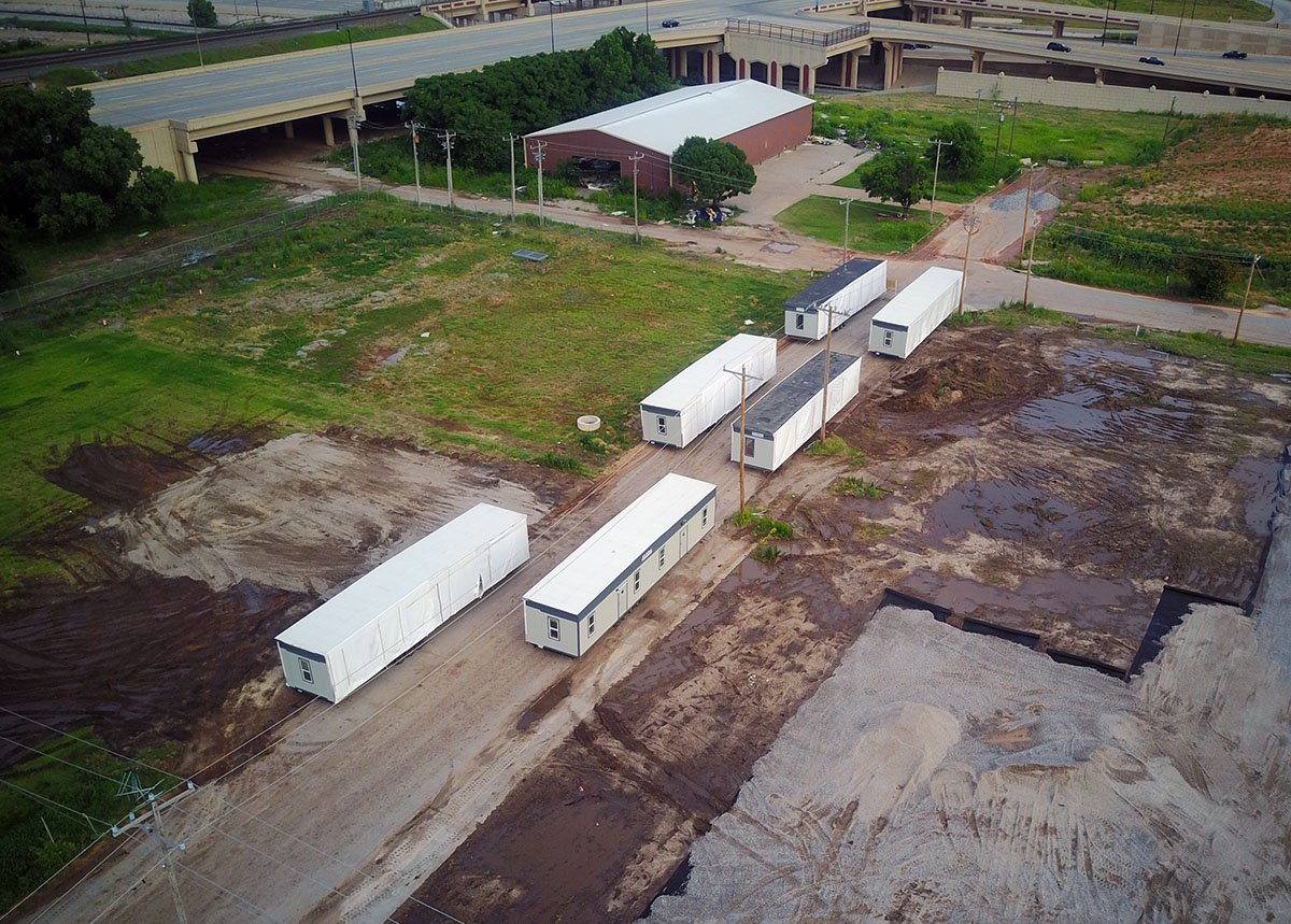OKCTalk's tweet image. Construction trailers have arrived for the MAPS3 convention center.  Official groundbreaking is Friday at 10:30AM.  @DowntownOKC  @VisitOKC