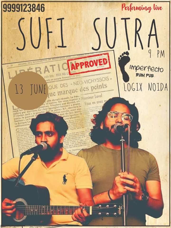 logixcitycenter's tweet photo. It’s your night to crank up the musical quotient at Noida’s hottest PUB with SUFI SUTRA for an unforgettable evening of the best in music, partying, drinks and finger food.

#LogixCityCenter #LogixMall #Imperfecto #Sufimusic #livemusic #liveband #liveperformance #ImperfectoNoida https://t.co/F99gB0LAL2