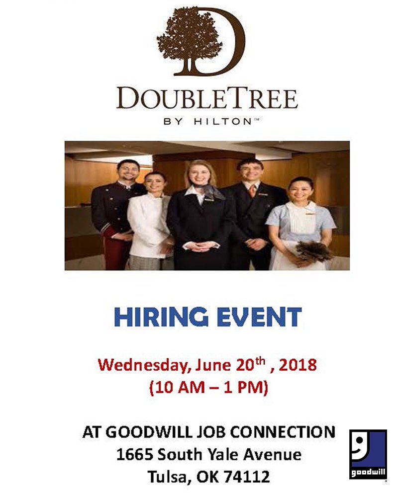 goodwilltulsa's tweet image. Hiring Event: Hospitality #jobs with @2TreesTulsaDT , 6/20, 10am-1pm, 1665 S Yale Ave. #GoodwillJobConnection  goodwilltulsa.org/careercalendar