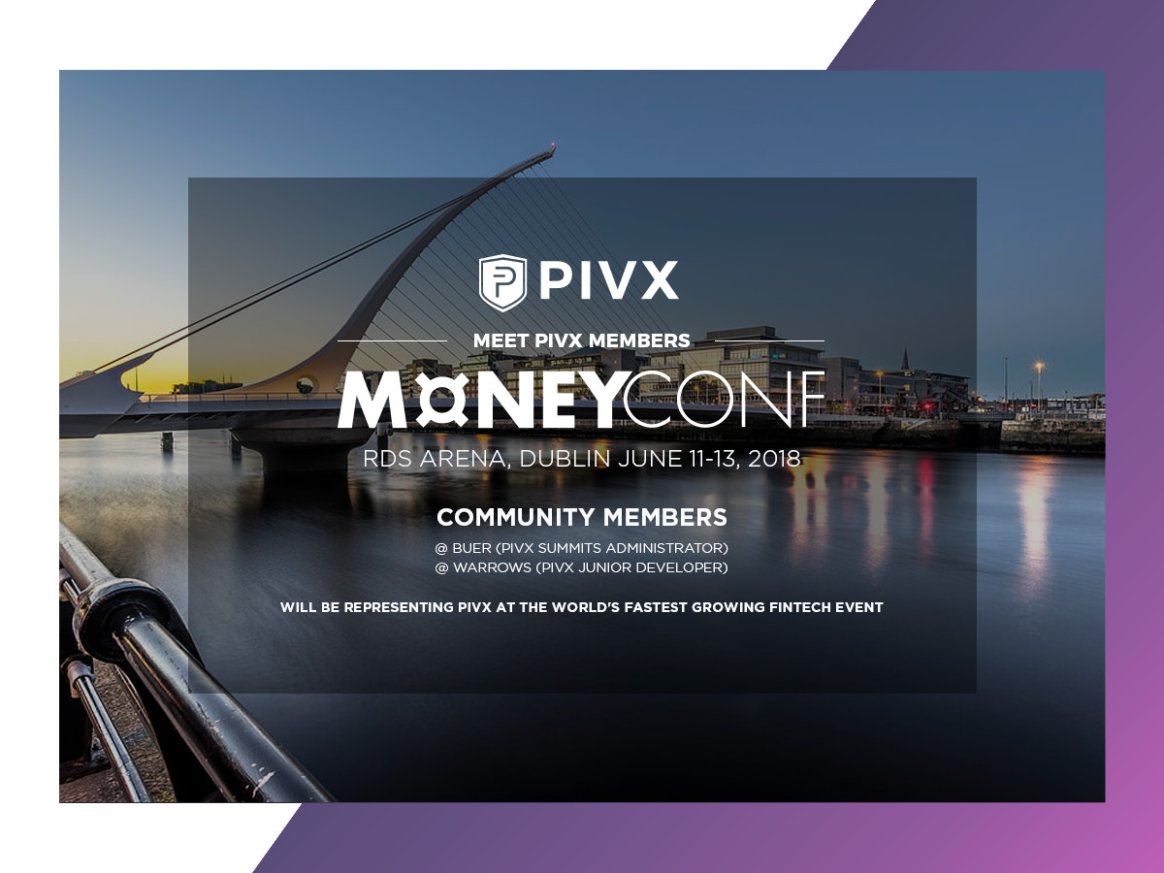 _PIVX's tweet photo. We are happy to report that the PIVX team is represented at @MoneyConfHQ, taking place now in Dublin.

==>  https://t.co/58WSvJD8FQ

#cryptonews #PIVX $PIVX https://t.co/cEa10DKxB3