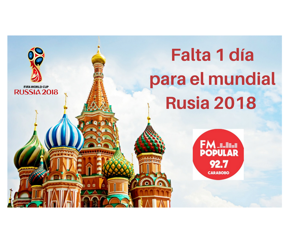 lafmpopular's tweet photo. Falta 1 día para el #MundialDeRusia2018 en la #FMPopular te estaremos llevando la antesala de esta importante cita que reúne a las 32 mejores selecciones del mundo. ¡Recuerda! mañana desde las 10:30 am con José Gomez y Daniel Santiago. #AlegreYMusical https://t.co/0lFkzhxd9O