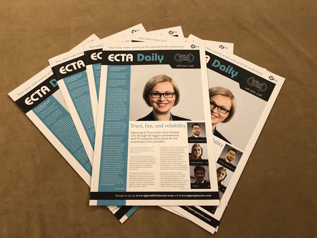 IPProMagazine's tweet image. Who has picked up their copy of the ECTA Daily at the conference this year? If you're at the conference in Athens make sure to look out for the IPPro team | @benwodecki96 @IP_Barney
