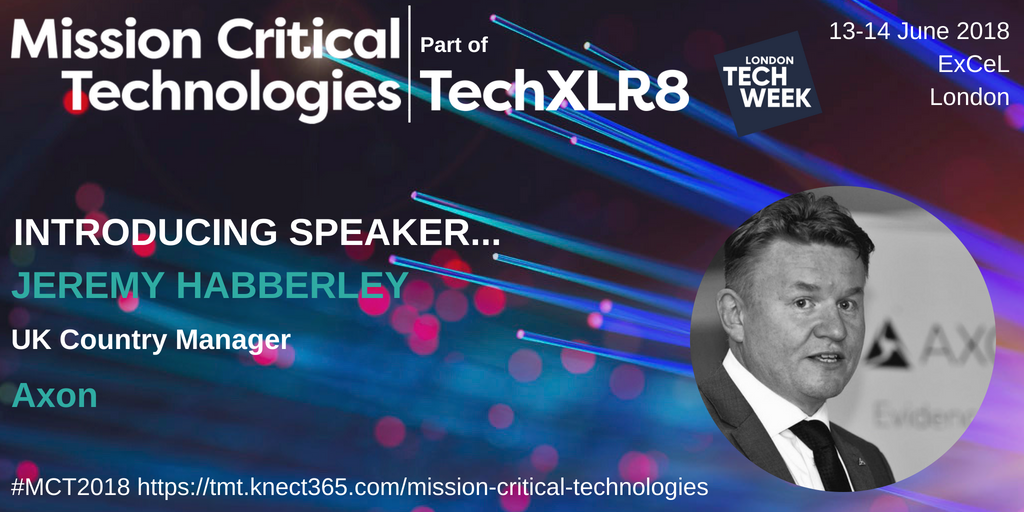 MCTSeries's tweet photo. Jeremy Habberley from @axon_uk will be on stage at 2:45pm discussing #bodywornvideo and the #connectedofficer! What questions do you have for Jeremy? https://t.co/f14vmXuZC6
