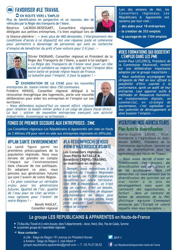 FNihous's tweet photo. Le groupe #LRetApparentésHDF Région #hautsdefrance vous informe ➡️Des élus #Autravail pour la population
✔Sécurité dans les #Transports
✔Défense de la #Ruralité et #agriculture
✔Soutien aux entreprises et aux #Emplois
✔Relance du #BassinMinier
✔#Santé
➡️ #Promessestenues https://t.co/qYKI0QVBN0