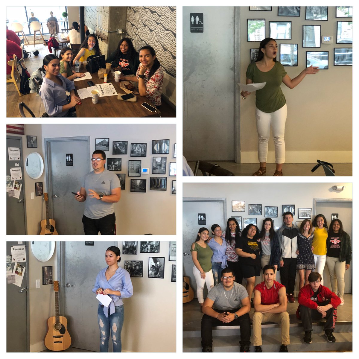 HobokenHSPGP's tweet photo. Lattes and Inspiration. The PGP Group: Redwing Talks Had their 1st Public performance at @hudson_coffee_ Students spoke about issues ranging from Women's Rights, Religion, Self Esteem, Politics, body-shaming, and Perception. 
The performance was an overall success. #RedwingTalks https://t.co/HIzu0LgVWK