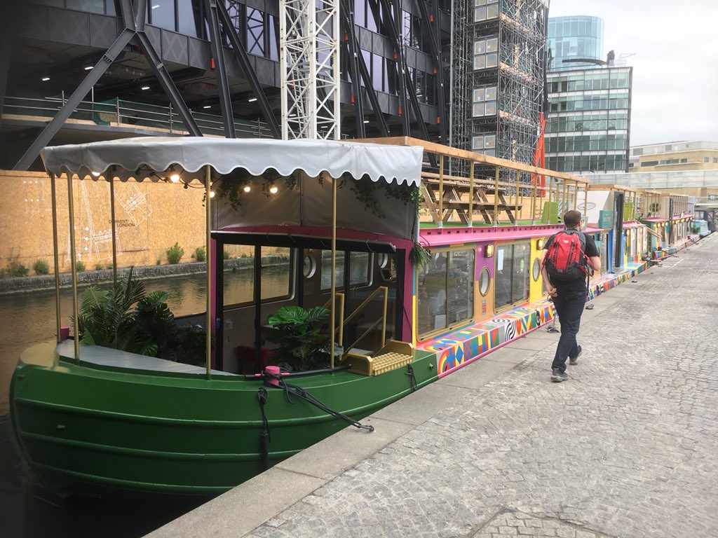 Paddington basin canal boats offer cocktails rather than offloading coals and textiles of 100 years ago. Great to see London rediscovery it’s canals.