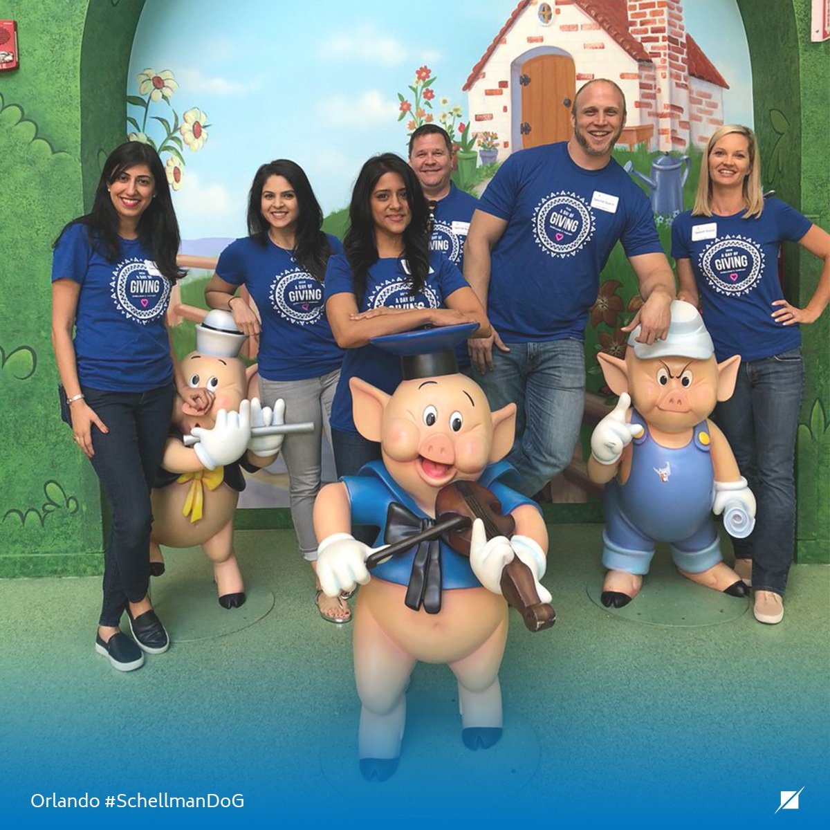 Schellman's tweet photo. Schellman's Orlando team volunteered at Arnold Palmer Medical Center for Day of Giving, and organized a prom for teens who could not attend their own, prepared gift baskets for nurses in the neonatal unit, as well as crayon packs for younger hospital visitors. #SchellmanDoG https://t.co/TxG8b1TDSB