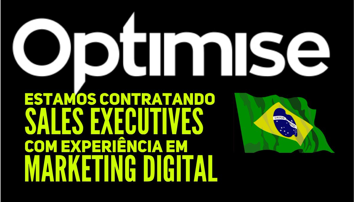 OptimiseBrasil's tweet photo. Enviar CV para falecom@optimisemedia.com
#Salesexecutives #agenciadigital #marketingdeperformance https://t.co/PQQoul2khM