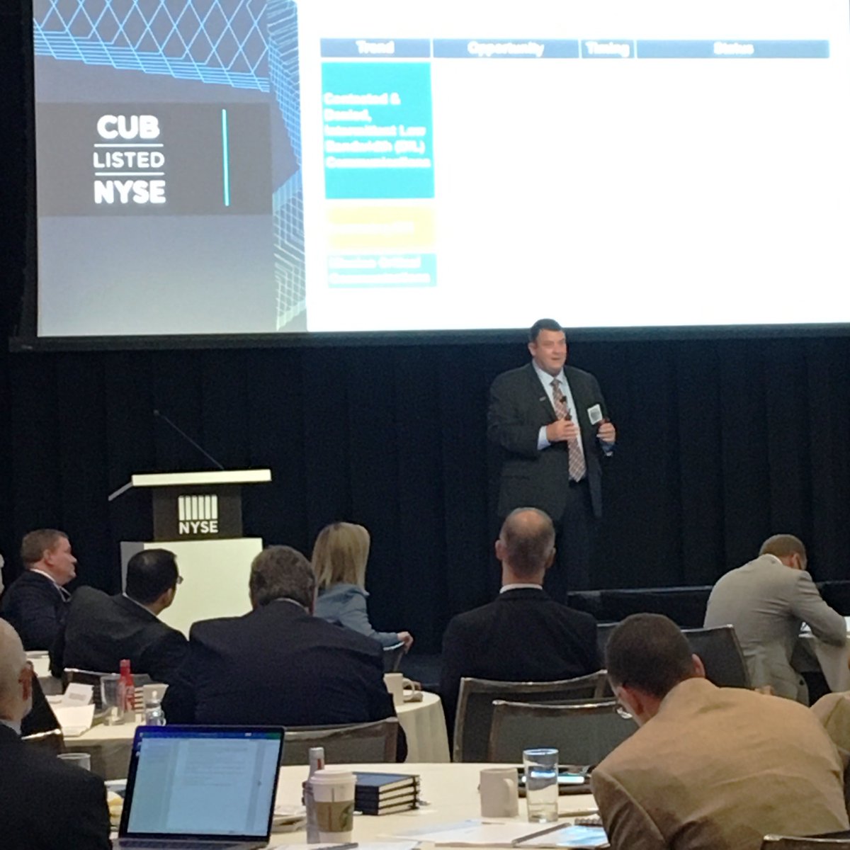 Mike Twyman, President of @Cubic_MS, telling the #NextMission strategy story @NYSE for our Analyst & #InvestorDay. We are all in. #WeAreCubic #C4ISR #GATRInAction #securecommunications #securenetworking #DTECH #VocalityROIP #MotionDSP #Teralogics #CrossDomain #XD