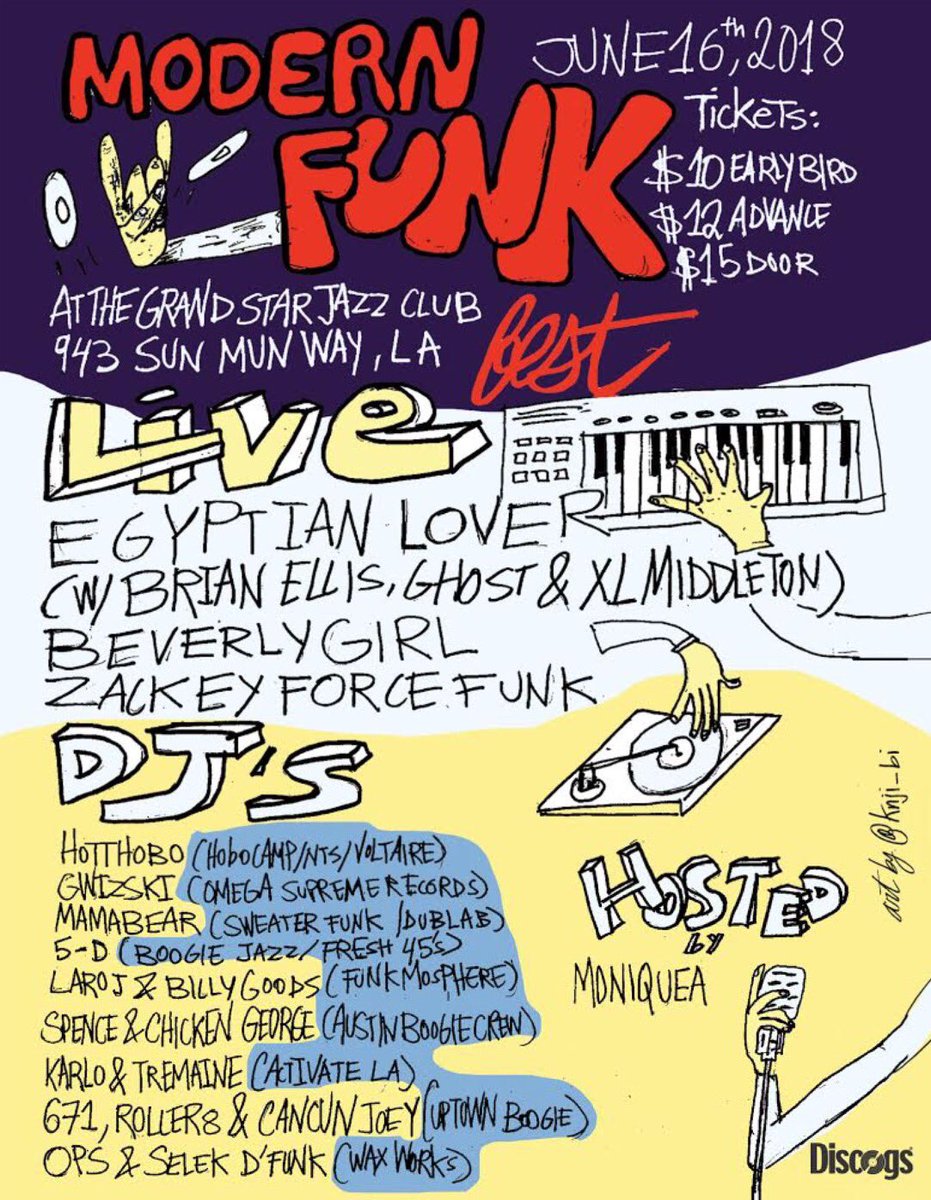 XLMiddleton's tweet photo. #ModernFunkFest this Saturday at Grand Star Jazz Club in LA's Chinatown! Live sets from @thegyptianlover featuring Brian Ellis @DavidZylberman &amp; @XLMiddleton / @beverlygirlxo making their US debut / @zackeyforcefunk / an all star lineup of DJ's including Gwizski + more. RT this! https://t.co/ZwFIAdIDob