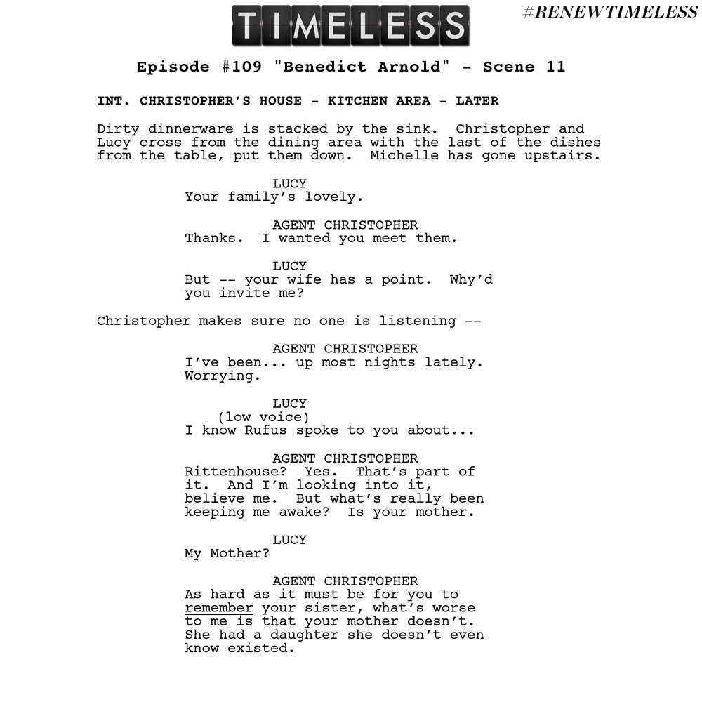 Timeless Writers On Twitter So Here S The First Script Scene Of
