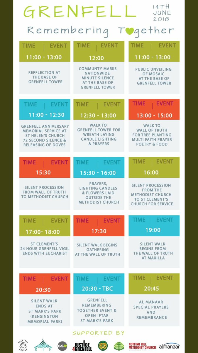 jasminedotiwala's tweet photo. Here is a schedule of #Grenfell activities locally tmrw for the one year anniversary. Please share and attend and show your support to the community. https://t.co/1DD12LdiPn
