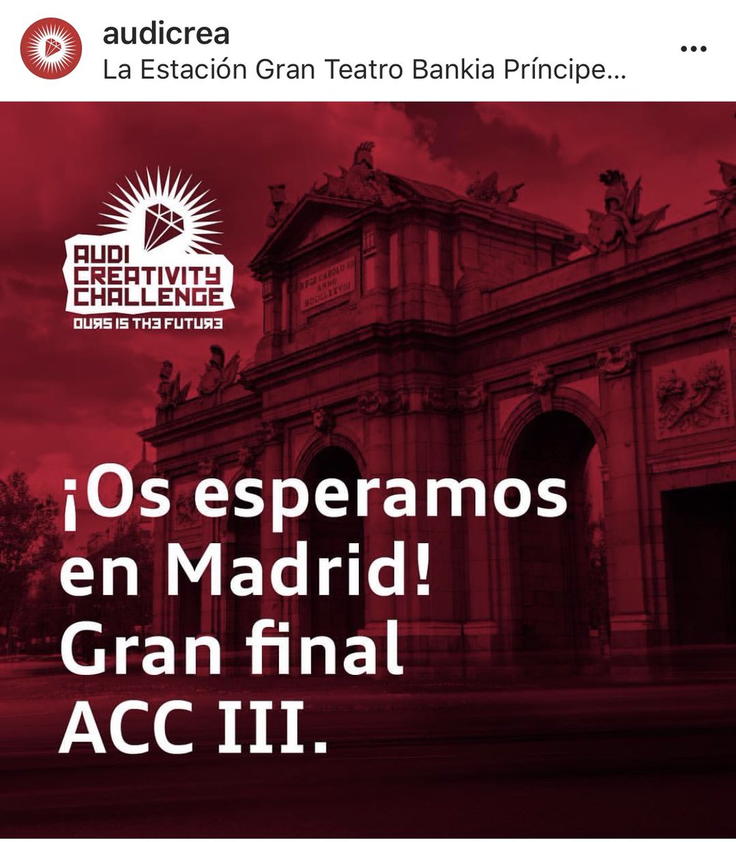 PhilGonzalez's tweet photo. Encantado de ser parte del jurado de Gran final del #AudiCreativityChallenge de @audicrea @audispain el próximo sábado 16 de Junio a las 11h en el Teatro Principe Pio (Cuesta San Vicente, 44, Madrid). Si quieres asistir puedes reservar tu entrada escribiendo a info@audicrea.com https://t.co/OmheJJEQhn