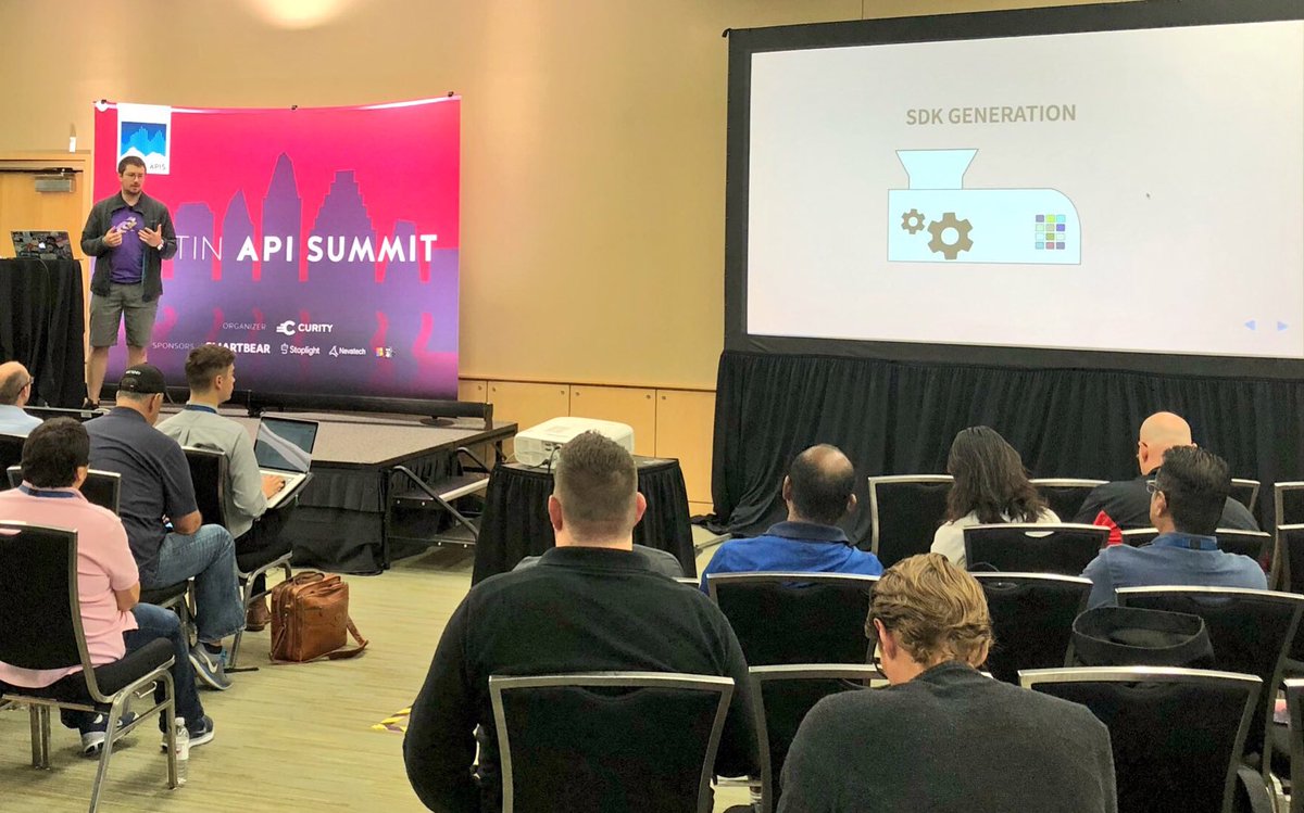Cool to see <a href="/tristansokol/">Tristan Sokol</a> explain how <a href="/Square/">Square</a> SDK team uses <a href="/OpenApiSpec/">OpenAPI Specification</a> &amp; <a href="/SwaggerApi/">Swagger</a> Codegen for SDK generation #austinAPIsummit