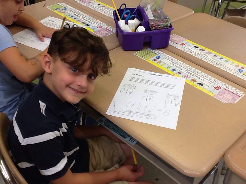 MarraGershon1st's tweet photo. Ice cream and math are a perfect combination! #exemplars #readyforsecondgrade #welovefirstgrade https://t.co/LuRlEhKi0H