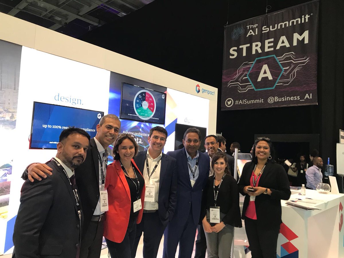 Genpact's tweet photo. Team work at Booth #224.  #AISummit. #LondonTechWeek @Business_AI https://t.co/P6ST0lttXE