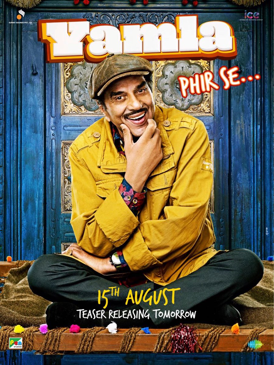SacnilkEntmt's tweet photo. Presenting the first official posters of #YamlaPaglaDeewanaPhirSe 
Stars @aapkadharam, @iamsunnydeol and @thedeol 
Teaser out tomorrow and will be attached with #Race3 in cinemas.

Release Date: 15th August 
#YPDPhirSe

@SacnilkEntmt 
@sacnilk #SacnilkEntertainment #Bollywood https://t.co/06Hfa3ewMC