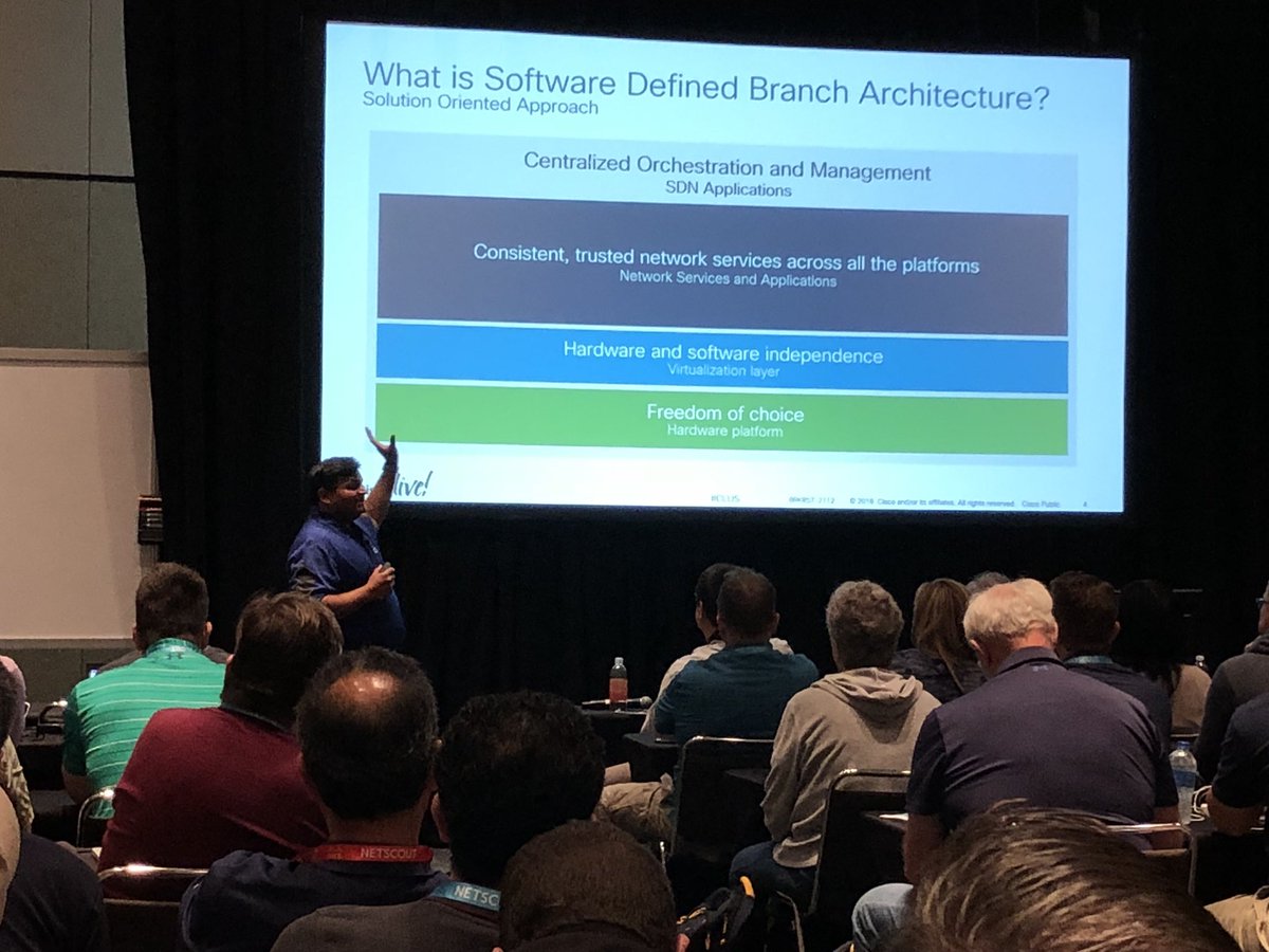 liadofek's tweet photo. Standing room only at Software defined branch session #CLUS #NFV #SDWAN @CiscoEnterprise @KishanRamaswamy https://t.co/qUhUFmCLKG
