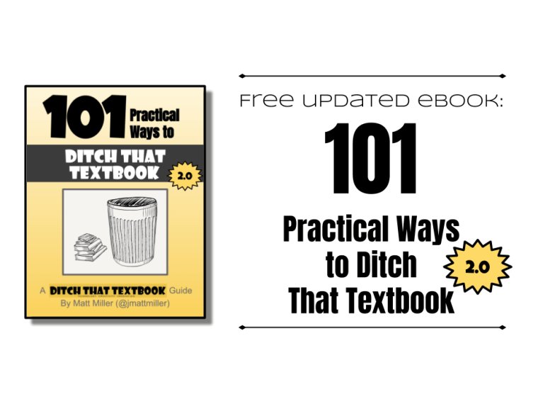 DitchThatTxtbk's tweet image. 🚨101 practical ideas💡 for class tomorrow?

Yep.👍 All in one ebook 📔 And it's FREE!

💥An UPDATED, version 2.0 of, "101 Practical Ways to Ditch That Textbook" ebook by @jmattmiller

#ditchbook #TLAP #innedco18 

wp.me/p3bT67-1Pj