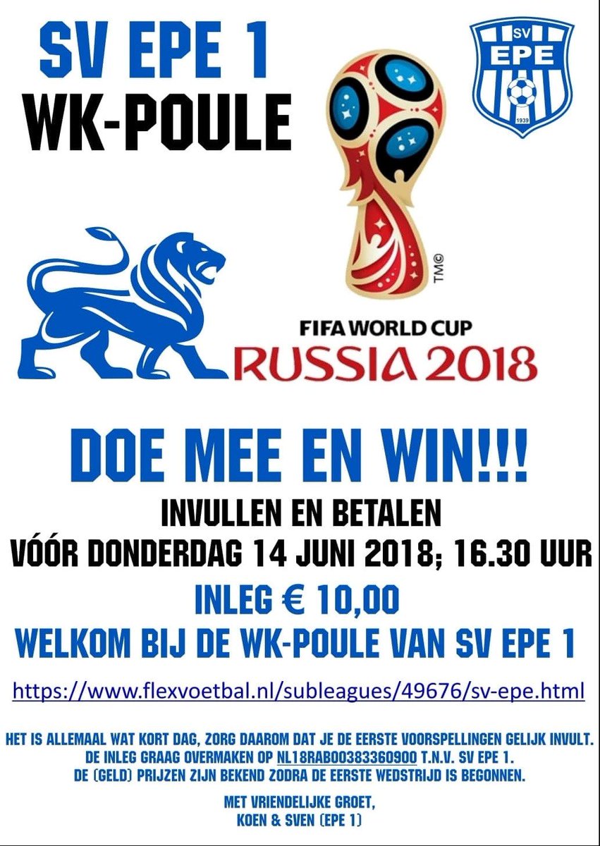 SV EPE 1 WK POULE !!! DOE MEE EN WIN !! dlvr.it/QX9Fzn