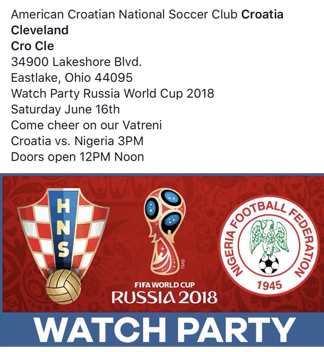 CroCleveland57's tweet photo. Be sure to come and show your support for Hrvatska! https://t.co/EApkcimyAf