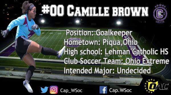 CAP_WSoc's tweet photo. Excited to add another quality goalkeeper to our roster! Camille Brown from Piqua, OH will be going the team this Fall. Welcome to the CapFam, Camille! #Frehsman #2018 #CapWSoc #CapFam https://t.co/Ls6hNTIieQ