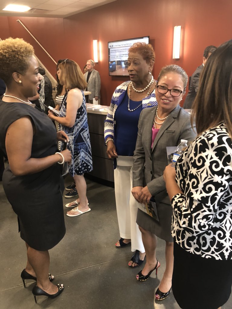 Crowd mixing at the new Felix Fraga Academic Campus STEM Building just before the ribbon cutting ceremony. #hcc #stem #houstoncommunitycollege #wearehcc #ribboncutting