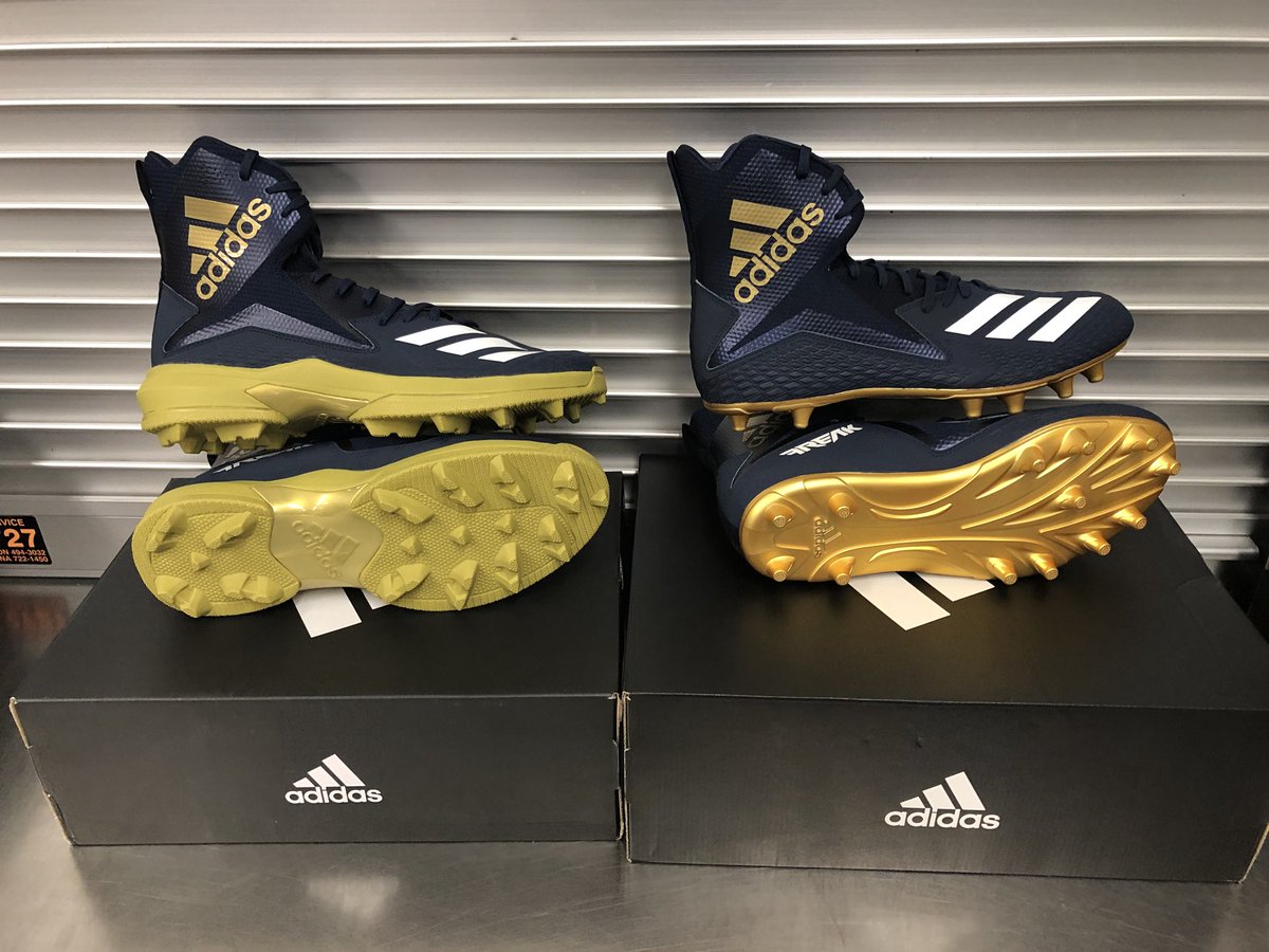 ZipsEquipment's tweet photo. And we would never forget about @Coach_Ekkens big uglies up front. They have their own custom Navy and Gold Cleats too! #3StripeLife #ZipSwag https://t.co/05lRPUSlJO