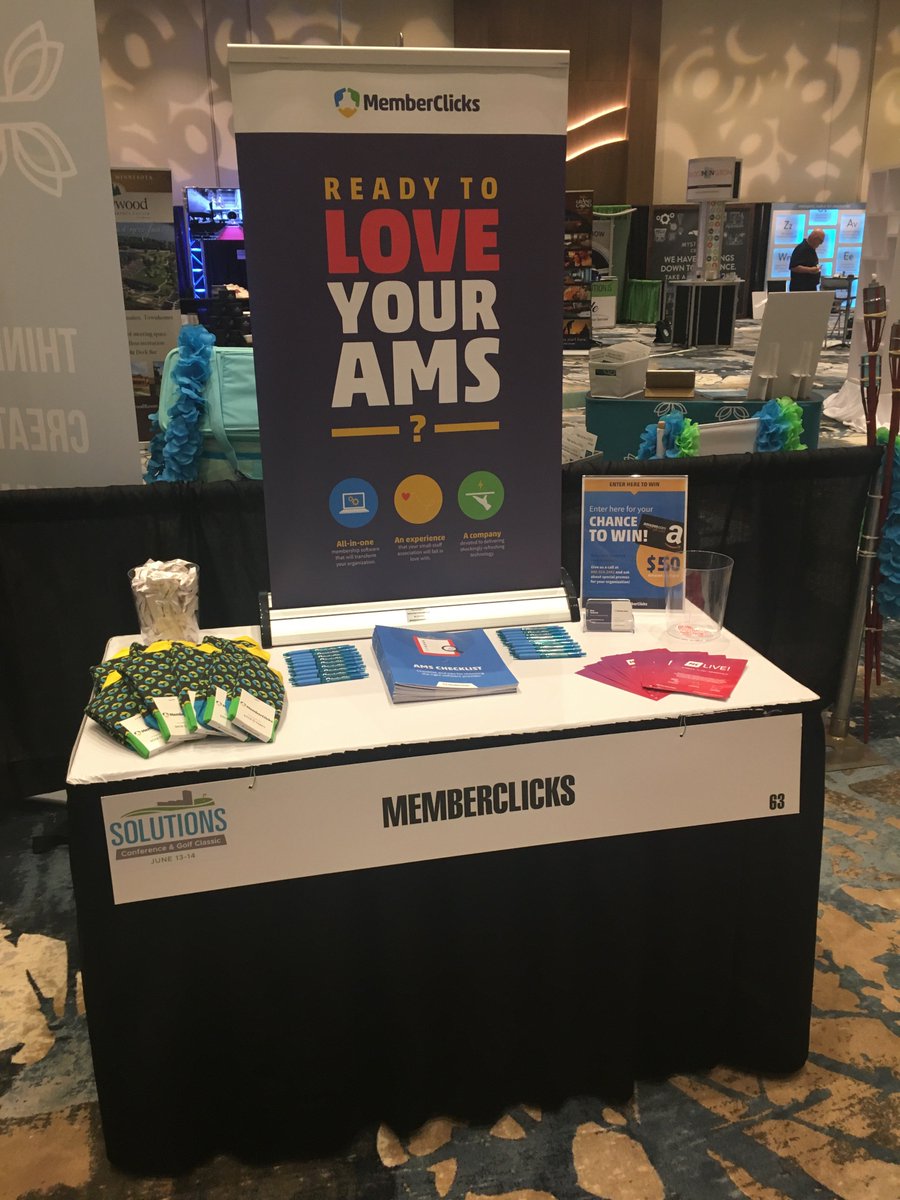 MemberClicks's tweet photo. Let's get this party started! Swing by booth 63 and say hey to Meg! Oh and talk about AMS solutions! #ANSolutions18 @assnsnorth https://t.co/SYv4Twzkcg