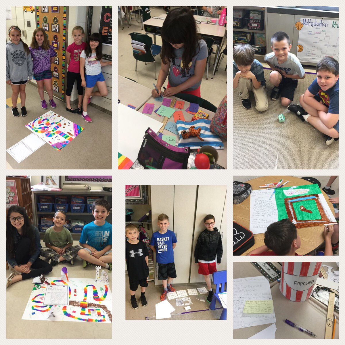 What’s more fun than playing math games? Creating math games, of course! These ss had a blast collaborating to make a math game that reviewed a third grade skill. Who’s up fo some “Lattice Ladders?” #Grade3Kauffman <a href="/CBButlerElem/">Butler Elementary</a>